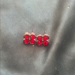 Red Crystal Cluster Stud Earrings - Women Jewelry
